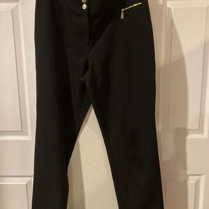 Ann Klein Black High-Waisted Pants with Gold Zipper size 10